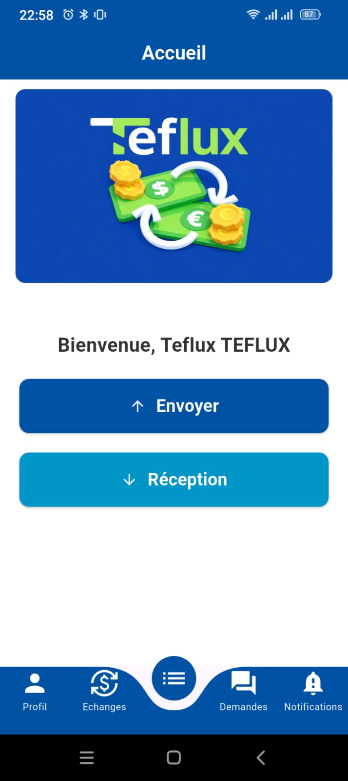 Teflux App Screenshot